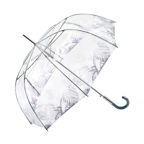 Przezroczysty parasol z szarymi detalami Birdcage Tropical Leaves, ⌀ 86 cm