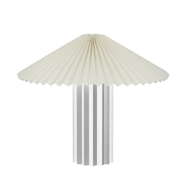 Lampa stołowa w biało-srebrnym kolorze ze ściemniaczem i tekstylnym kloszem (wysokość 36 cm) Taite – Blomus
