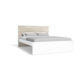 Białe łóżko dwuosobowe w dekorze dębu 140x190 cm Sahara – Marckeric