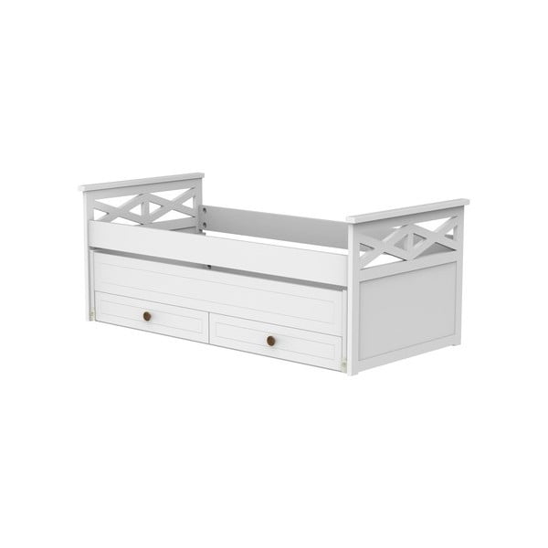 Białe łóżko jednoosobowe z szufladą Trébol Mobiliario Aspas, 90x190/200 cm