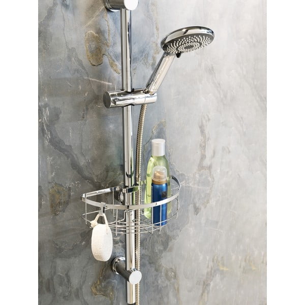 Samoprzylepna półka łazienkowa ze stali nierdzewnej w kolorze srebra Floresta – Wenko-image-1