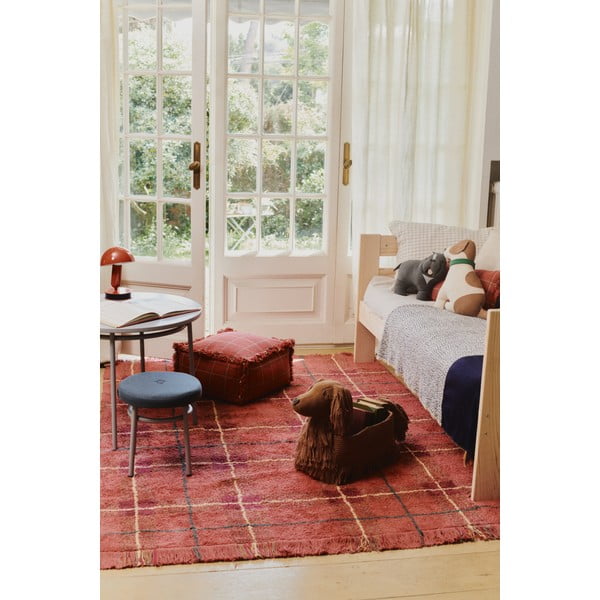Czerwony bawełniany dywan odpowiedni do prania/tkany ręcznie 140x190 cm Tartan Vintage Red – Lorena Canals-image-1