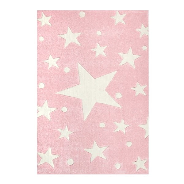 Różowy dywan dziecięcy Happy Rugs Star Constellation, 80x150 cm