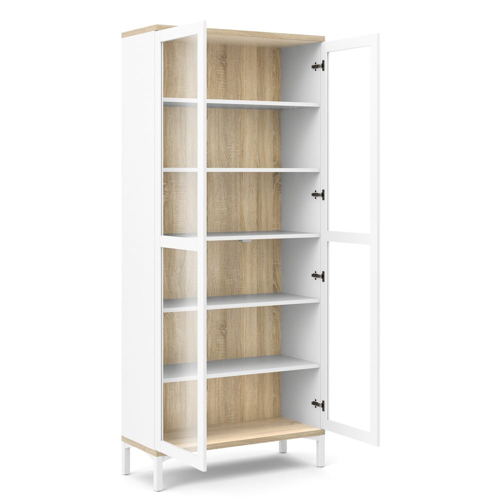 Biało-naturalna witryna w dekorze dębu 89x203x36 cm Roomers – Tvilum (zdjęcie 9)