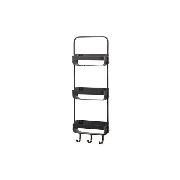 Czarny metalowy wieszak ścienny z półką Akke – WOOOD-image-1