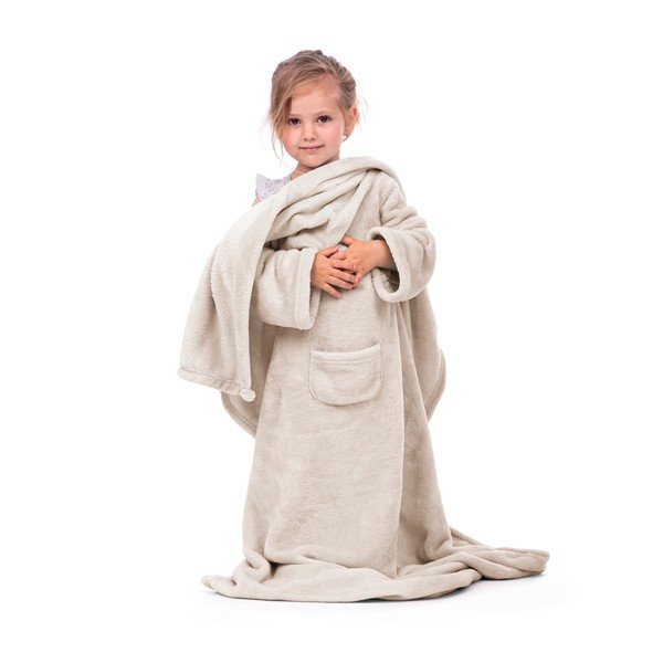 Beżowy kocyk dziecięcy z rękawami DecoKing Lazykids-image-2