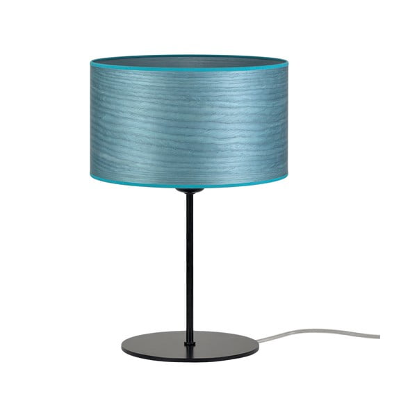 Niebieska lampa stołowa z naturalnego forniru Sotto Luce Ocho S, ⌀ 25 cm