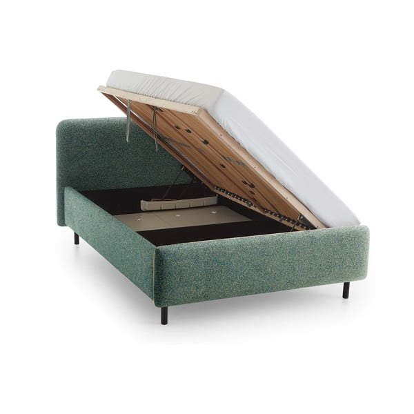 Ciemnozielone tapicerowane łóżko dwuosobowe ze schowkiem ze stelażem 180x200 cm Primo – Meise Möbel-image-3