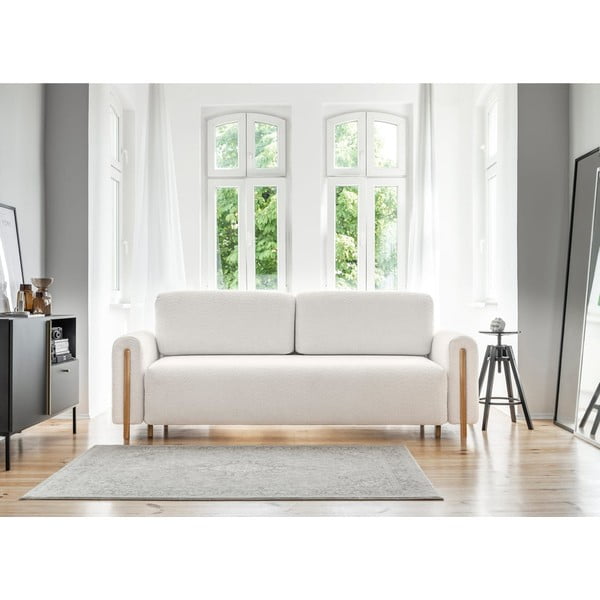 Kremowa rozkładana/ze schowkiem sofa z materiału bouclé 244 cm Arcadova – ELTAP-image-1