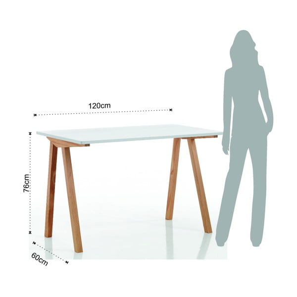 Biurko z białym blatem 60x120 cm Mak – Tomasucci-image-4