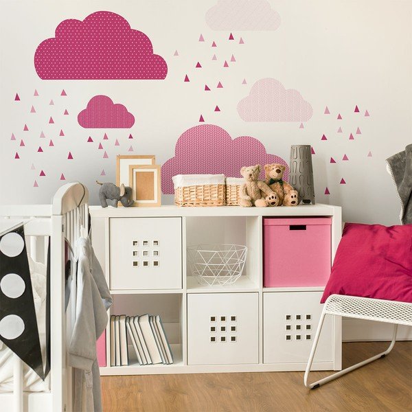 Różowa naklejka ścienna Ambiance Scandinavian Clouds-image-3