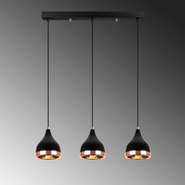 Lampa wisząca w czarno-miedzianym kolorze z metalowym kloszem Yildo – Opviq lights-image-3