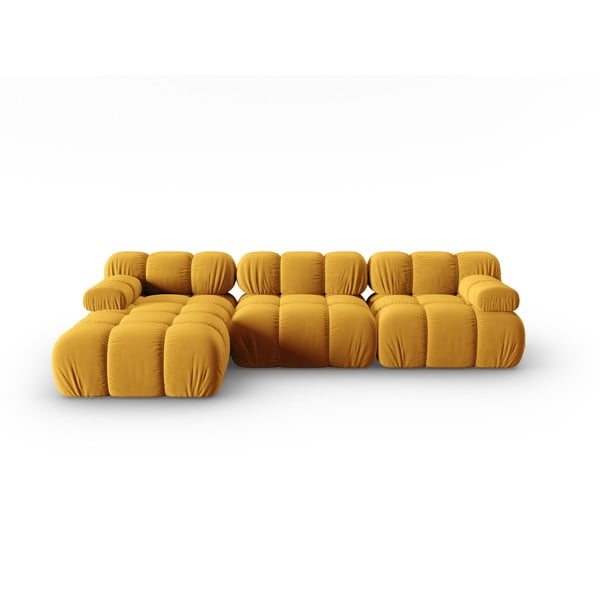 Żółta aksamitna sofa 285 cm Bellis – Micadoni Home