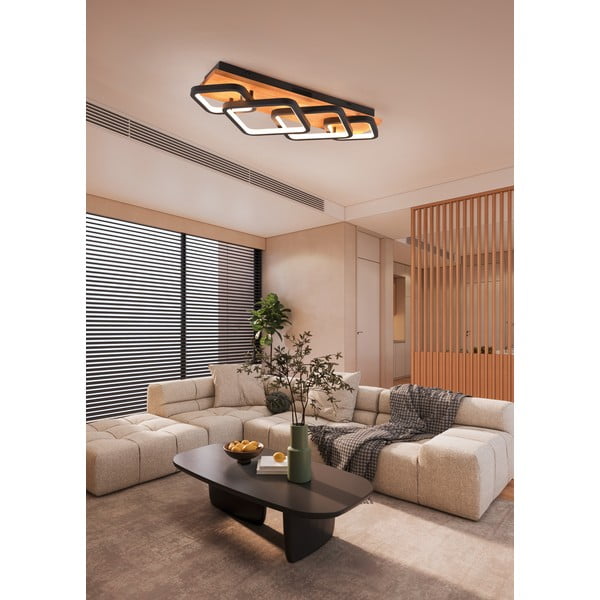 Czarno-naturalna lampa sufitowa LED ze ściemniaczem 32x72 cm Rama – Trio-image-1