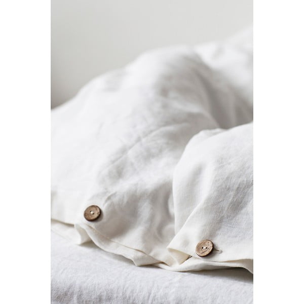 Biała lniana poszwa na kołdrę Linen Tales, 200x200 cm-image-3