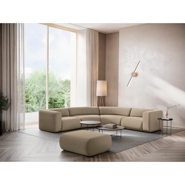 Beżowy aksamitny narożnik Ekahi – Makamii-image-1