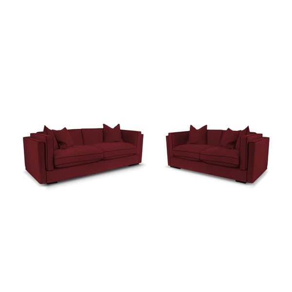 Zestaw 2 czerwonych sof, dwuosobowej i trzyosobowej Rodier Organdi