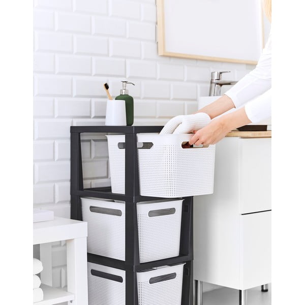 Biało-czarny plastikowy regał na kółkach 30x77 cm Brisen − Rotho-image-4