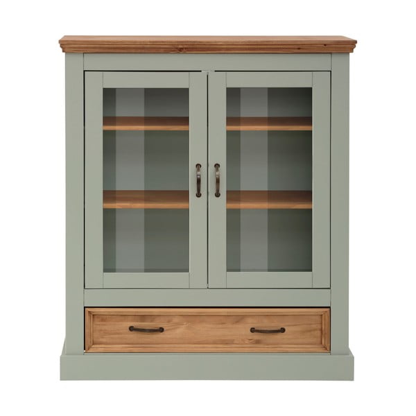 Jasnozielona witryna z litego drewna sosnowego 100x120 cm Selma – Støraa