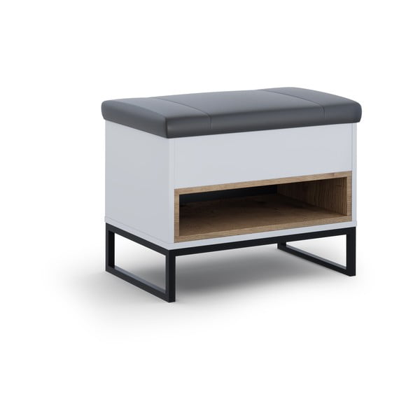Biała szafka na buty z ławką 62x50 cm Olis – Cosmopolitan Design-image-1