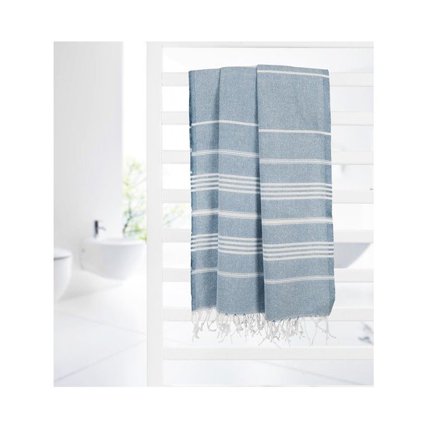 Niebieski ręcznik hammam Kate Louise Classic, 180x100 cm-image-2