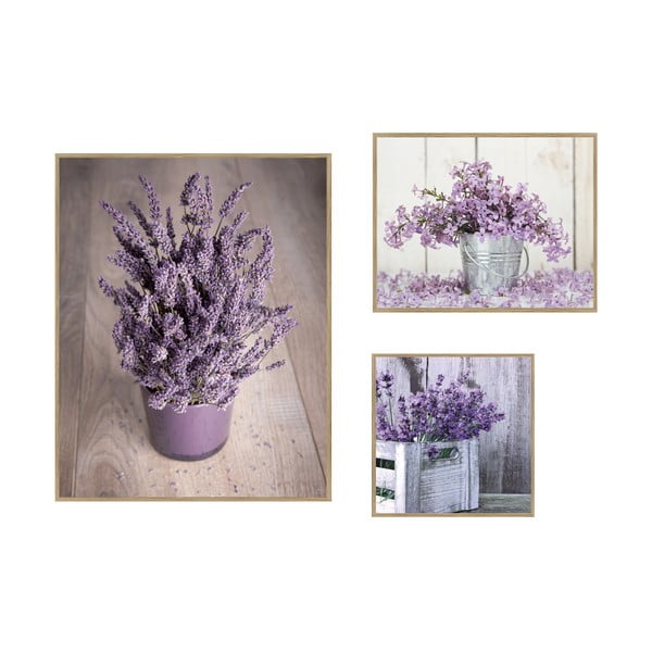 Obrazy zestaw 3 szt. 40x50 cm Purple Flowers – knor