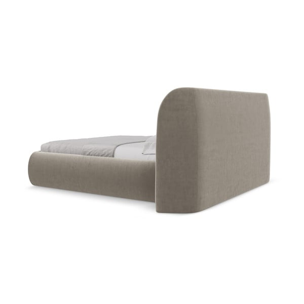 Szarobrązowe tapicerowane łóżko dwuosobowe ze schowkiem i stelażem 160x200 cm Hauke – Makamii-image-4