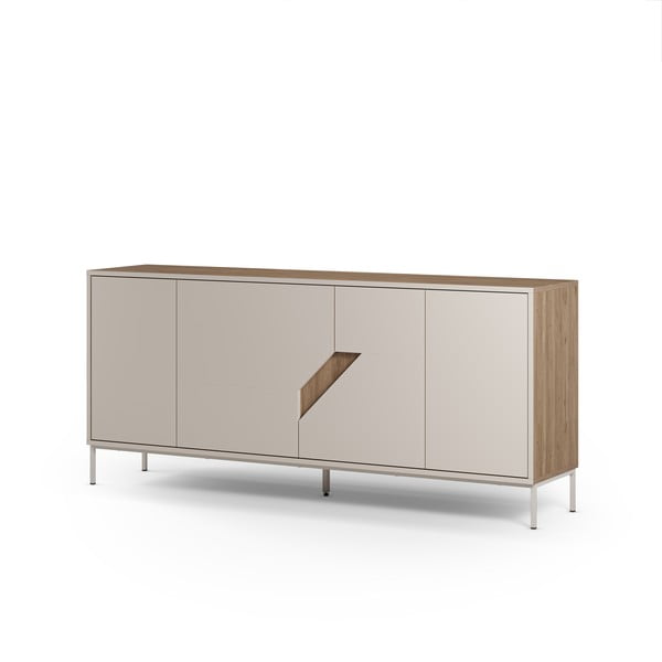 Kremowo-naturalna komoda w dekorze dębu 180x80x40 cm Lilou – Marckeric-image-3