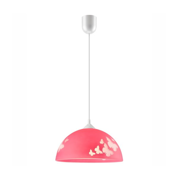 Różowa lampa dziecięca ze szklanym kloszem ø 30 cm Mariposa – LAMKUR