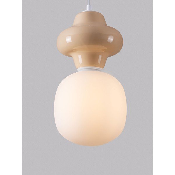 Biała/kremowa lampa wisząca ceramiczna ze szklanym kloszem ø 18 cm Clio – Nova Luce-image-1