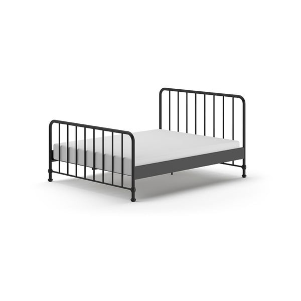 Czarne metalowe łóżko ze stelażem 160x200 cm BRONXX – Vipack