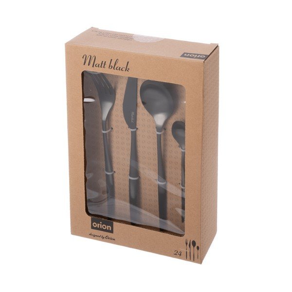 Czarne sztućce ze stali nierdzewnej 24 szt. – Orion-image-4