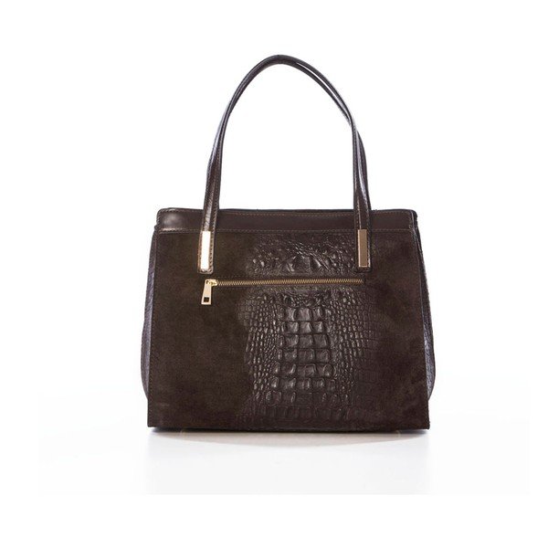 Skórzana torebka Croco Dark Brown-image-2