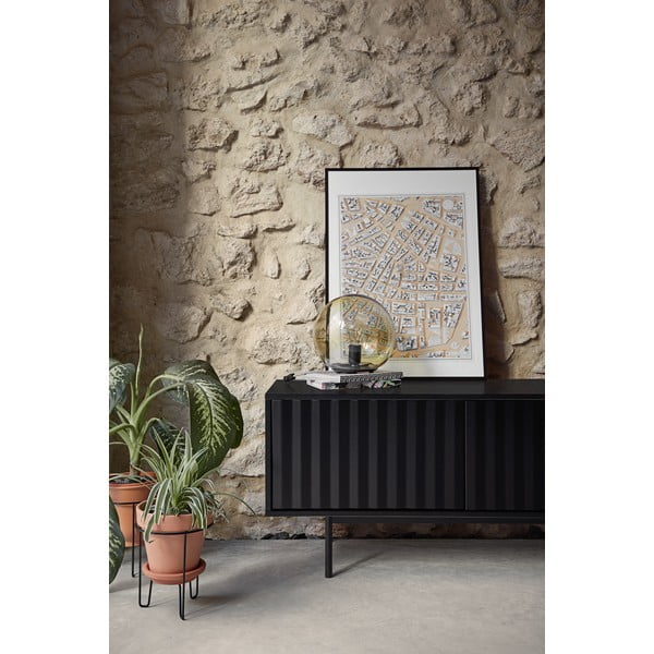 Czarno-naturalna szafka pod TV w dekorze dębu 180x52 cm Sierra – Teulat-image-1