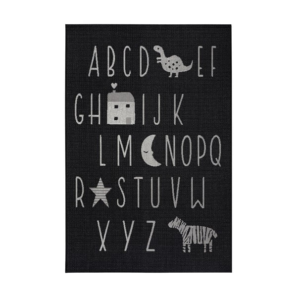 Czarny dywan dla dzieci Ragami Letters, 80x150 cm