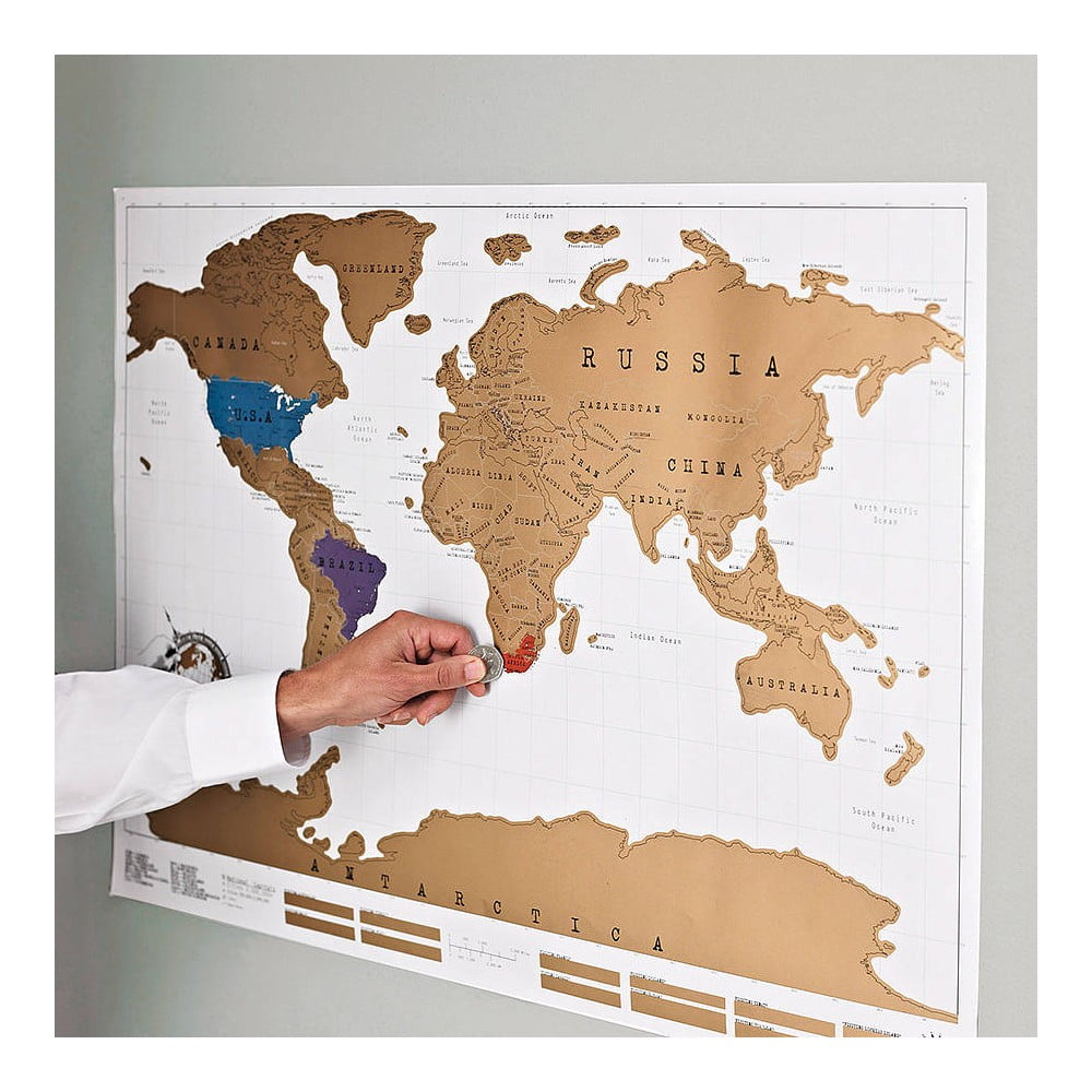 Mapa Do Zdrapywania 88x52 Cm World Scratch Map Ambiance Bonami