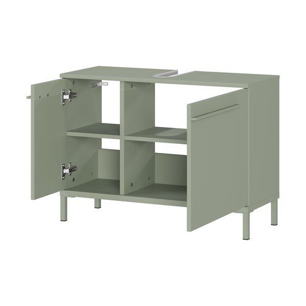 Zielona szafka pod umywalkę z matowym wykończeniem 80x59 cm Laurino – Germania-image-3
