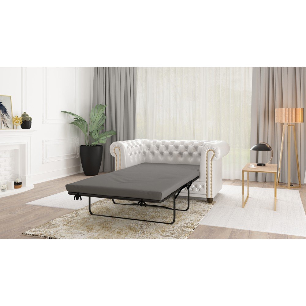 Biała rozkładana sofa z imitacji skóry 148 cm York – Ropez (zdjęcie 10)