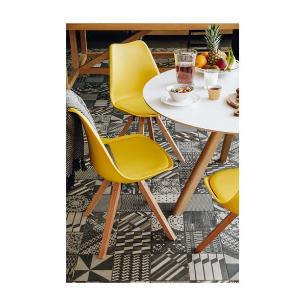Zestaw 2 żółtych krzeseł z konstrukcją z drewna bukowego Bonami Essentials Gina-image-2
