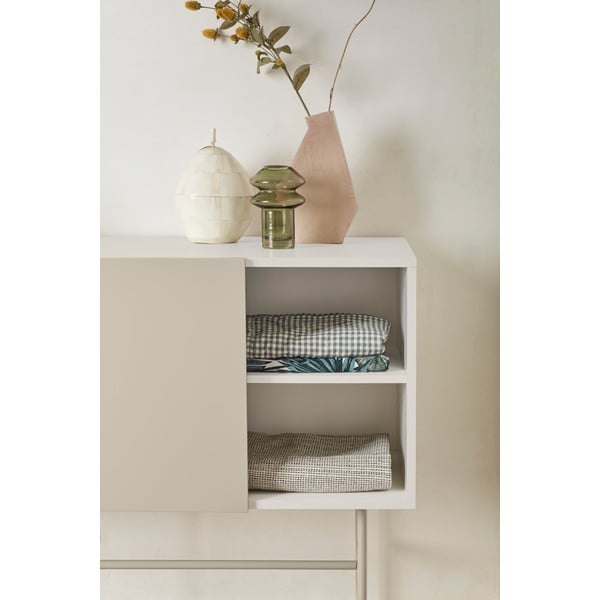 Beżowo-kremowa niska komoda z drzwiami przesuwnymi 140x91 cm Nube – Teulat-image-1