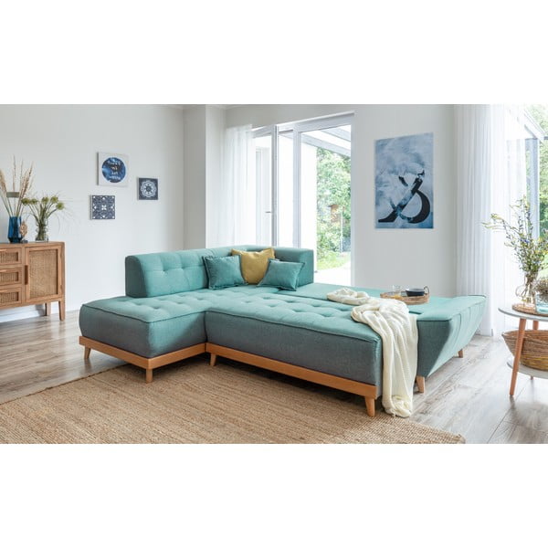 Turkusowy rozkładany narożnik (lewostronny) Dazzling Daisy – Miuform-image-4