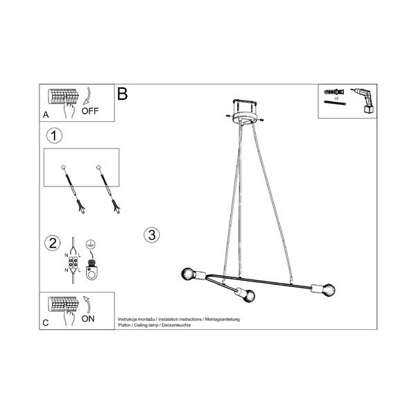 Czarna lampa wisząca 80x40 cm Latomia – Sollux-image-4