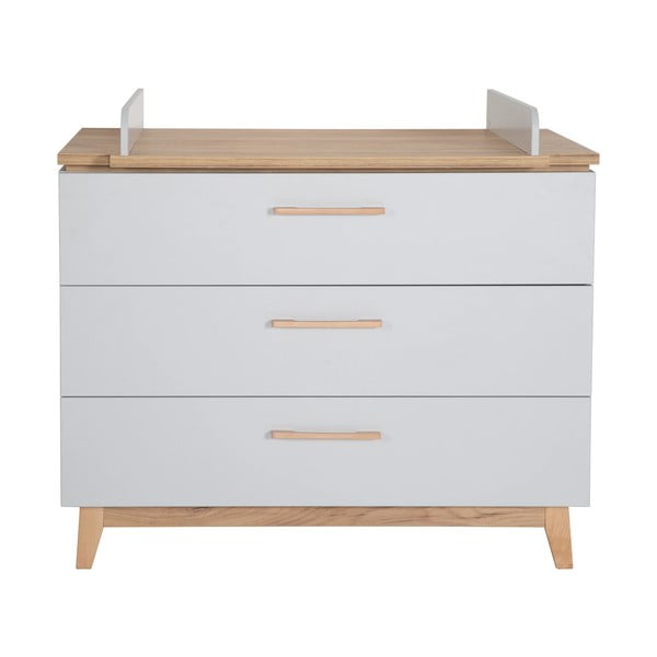 Jasnoszara niska komoda dziecięca w dekorze dębu z przewijakiem 117x104 cm Caro – Roba-image-2