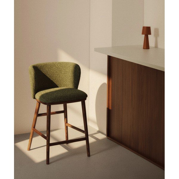 Ciemnozielony tapicerowany hoker (wysokość siedziska 75 cm) Ciselia – Kave Home-image-1
