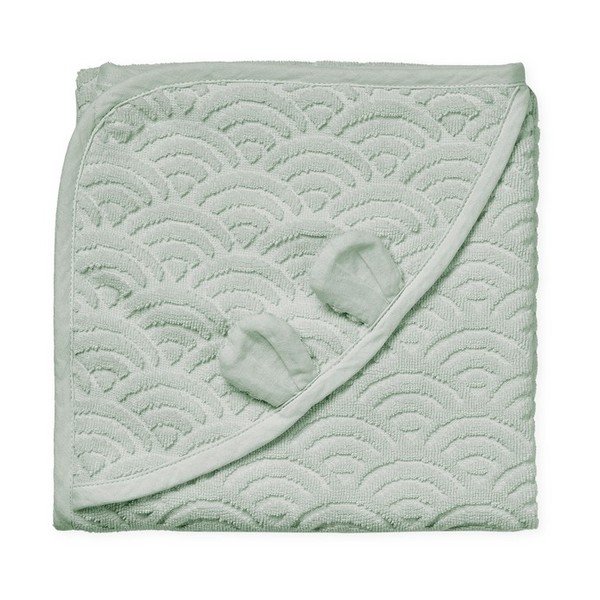 Miętowy ręcznik dziecięcy z kapturem z bawełny organicznej 80x80 cm Dusty Green – Cam Cam Copenhagen