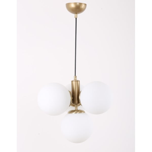 Lampa wisząca w biało-złotym kolorze ze szklanym kloszem ø 15 cm Hector – Squid Lighting