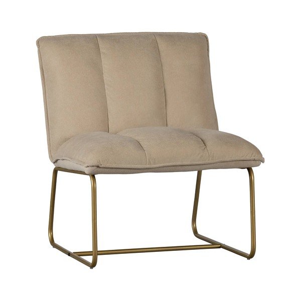 Beżowy fotel z konstrukcją w kolorze złota WOOOD Fie