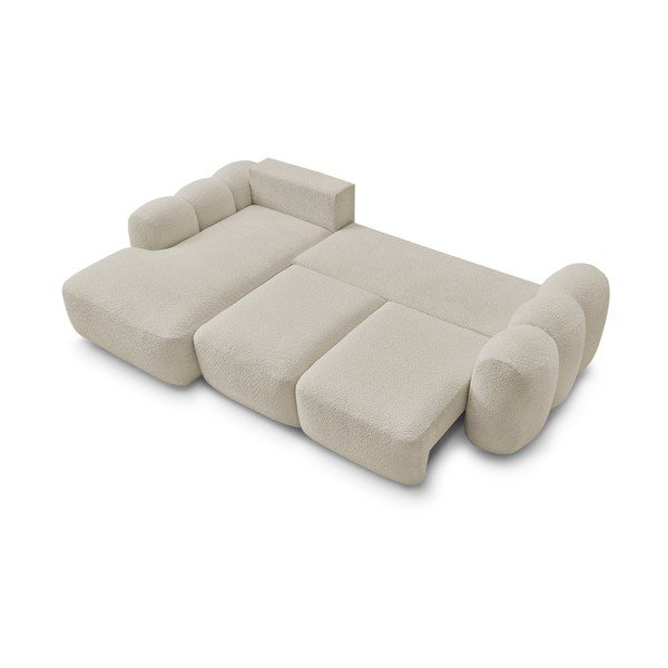 Beżowy rozkładany/ze schowkiem narożnik z materiału bouclé (lewostronny/z szezlongiem) Montaigne – Bobochic Paris-image-3