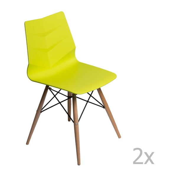 Zestaw 2 limonkowych krzeseł D2 Leaf DSW