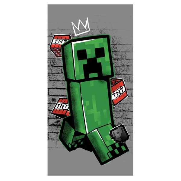 Zielono-szary bawełniany ręcznik dziecięcy 70x140 cm Minecraft "Metro Art Creeper" – Jerry Fabrics